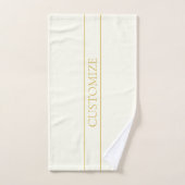 シンプルカスタマイズエレガント可能文字 | 金ゴールドオフ白 バスタオルセット (ハンドタオル)