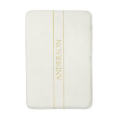 シンプルカスタマイズエレガント可能文字 | 金ゴールドオフ白 バスマット (正面縦)