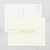 シンプルカスタマイズエレガント可能文字 | 金ゴールドオフ白 ポストカード (正面/裏面)