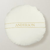 シンプルカスタマイズエレガント可能文字 | 金ゴールドオフ白 ラウンドクッション (裏面)