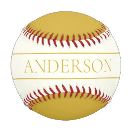 シンプルカスタマイズエレガント可能文字 | 金ゴールドオフ白 野球ボール