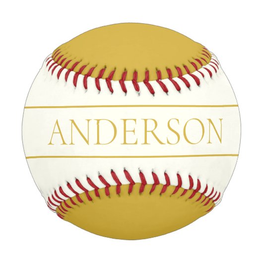 シンプルカスタマイズエレガント可能文字 | 金ゴールドオフ白 野球ボール (正面)