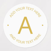 シンプルカスタマイズモダン可能文字 |金ゴールドと白 ラベル (デザイン2)