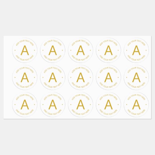 シンプルカスタマイズモダン可能文字 |金ゴールドと白 ラベル (シート)