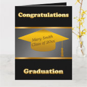 シンプルカスタマイズモダン黒金ゴールド カード (黄色い花)