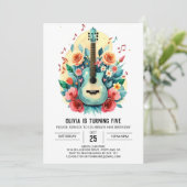 シンプルカスタマイズ可能なギター誕生日 招待状 (スタンド正面)