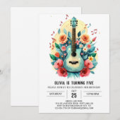 シンプルカスタマイズ可能なギター誕生日 招待状 (正面/裏面)