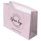 シンプルカスタマイズ可能なロゴとWebサイトPink Business ラージペーパーバッグ (裏面アングル)