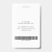 シンプルカスタマイズ可能な病院従業員名タグ バッジ (裏面)