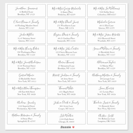 シンプルカスタマイズ可能な結婚ゲストアドレス シール (シート)