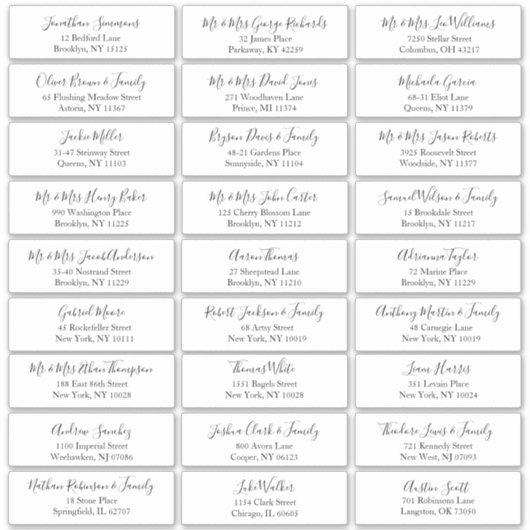 シンプルカスタマイズ可能な結婚ゲストアドレス シール (正面)