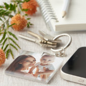 シンプルカスタマイズ可能な2枚の写真パーソナライズされた、ギフト キーホルダー (正面右)