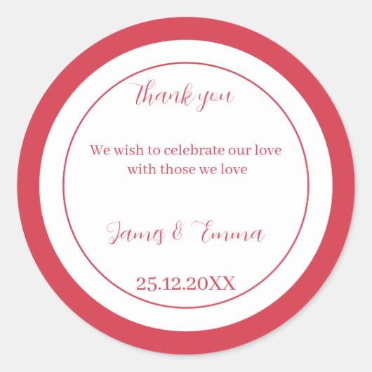 シンプルカスタマイズ結婚バラ ラウンドシール (正面)