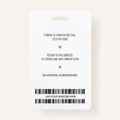 シンプルカスタムのロゴ、名前、写真の従業員ID バッジ (裏面)