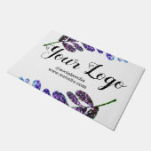 シンプルカスタムの青紫色の黒葉いロゴを追加 ドアマット (アングル)