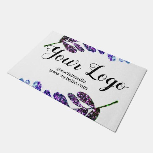 シンプルカスタムの青紫色の黒葉いロゴを追加 ドアマット (アングル)