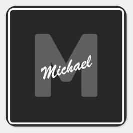 シンプルカスタムイニシャル名ボタン スクエアシール