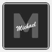 シンプルカスタムイニシャル名ボタン スクエアシール (正面)