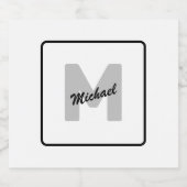 シンプルカスタムイニシャル名ボタン スパークリングワインラベル (シングルラベル)