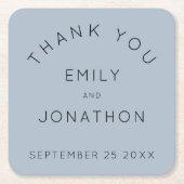 シンプルカスタムウェディングダスティブルーサンキュービター スクエアペーパーコースター (正面)