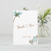 シンプルカスタムエレガントビーチ結婚式 サンキューカード (スタンド正面)