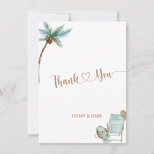 シンプルカスタムエレガントビーチ結婚式 サンキューカード (正面)