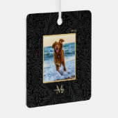 シンプルカスタムエレガントペット名モノグラムフォト メタルオーナメント (正面右)