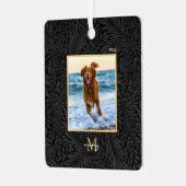 シンプルカスタムエレガントペット名モノグラムフォト メタルオーナメント (正面左)