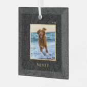 シンプルカスタムエレガントペット名写真 ガラスオーナメント (正面左)