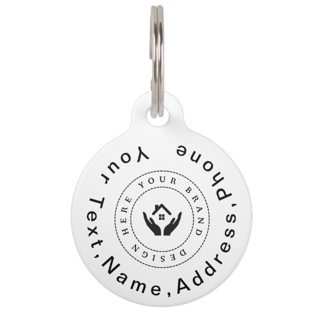 シンプルカスタムエレガント会社のロゴとペット写真 ペット　ネームタグ (正面)