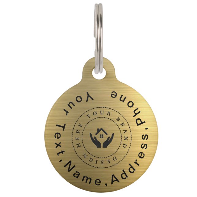 シンプルカスタムエレガント会社のロゴとペット写真 ペット　ネームタグ (正面)