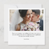 シンプルカスタムエレガント金ゴールド結婚写真 サンキューカード (裏面)
