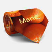 シンプルカスタムオレンジのフルーツミニマル追加名th ネクタイ (ロール)