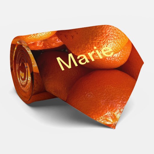 シンプルカスタムオレンジのフルーツミニマル追加名th ネクタイ (ロール)