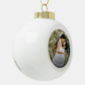 シンプルカスタムカップル写真名date Keepsake セラミックボールオーナメント (左)