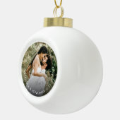 シンプルカスタムカップル写真名date Keepsake セラミックボールオーナメント (右)
