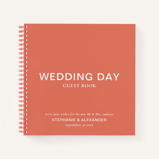 シンプルカスタムテラコタ結婚のゲストブック ノートブック (正面)