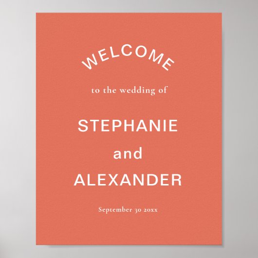 シンプルカスタムテラコッタへようこそ結婚のポスター ポスター (正面)