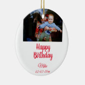 シンプルカスタムハッピーバースデー セラミックオーナメント (右)