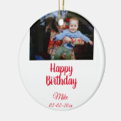 シンプルカスタムハッピーバースデー セラミックオーナメント (左)