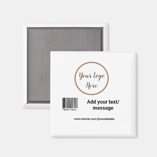 シンプルカスタムバーコード追加テキストwebサイトQR Sq マグネット (正面/裏面)