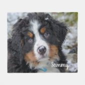 シンプルカスタムパーソナライズされたモダンPET DOG PHOTO フリースブランケット (正面(横))