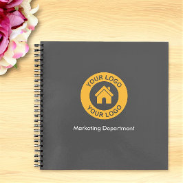 シンプルカスタムビジネスロゴとテキストグレー ノートブック