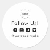 シンプルカスタムビジネスロゴソーシャルメディア フォローしてください ラウンドシール (正面)