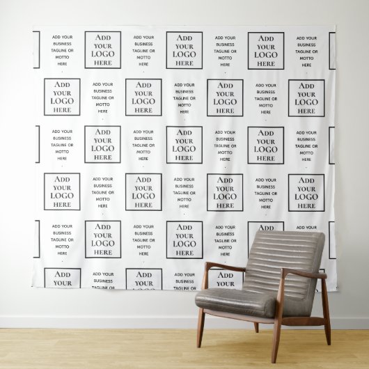 シンプルカスタムビジネス ロゴ タグライン バックドロップ タペストリー (インサイチュ(横))