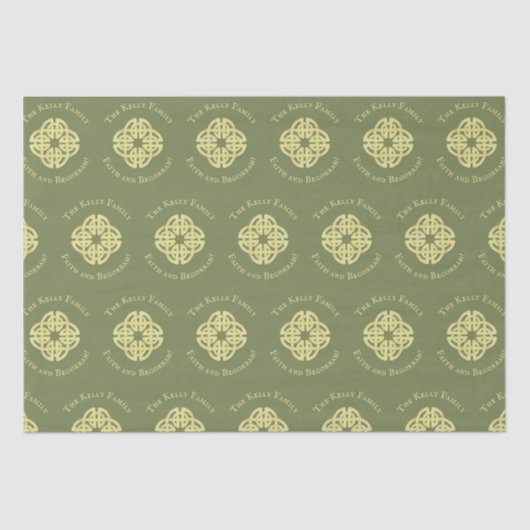 シンプルカスタムファミリーセルティッククロスミニマリストグリーン 薄葉紙 (正面)