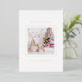 シンプルカスタムフォトクリスマスラグリー実在 箔シーズンカード (立ち正面)