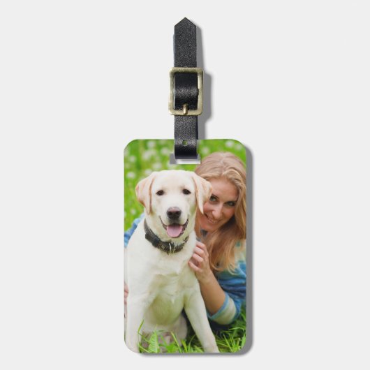 シンプルカスタムフォトドッグペットパーソナライズされた ラゲッジタグ (正面縦)
