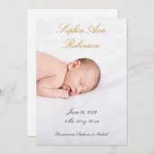 シンプルカスタムベビー誕生発表写真カード 案内状 (正面/裏面)