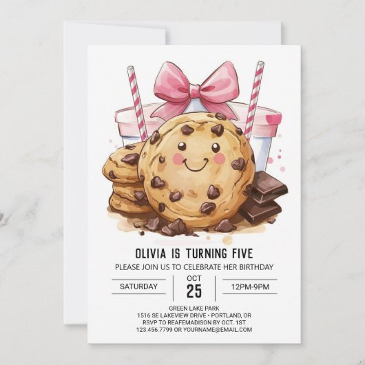 シンプルカスタムボヘミアンクッキー誕生日 招待状 (正面)